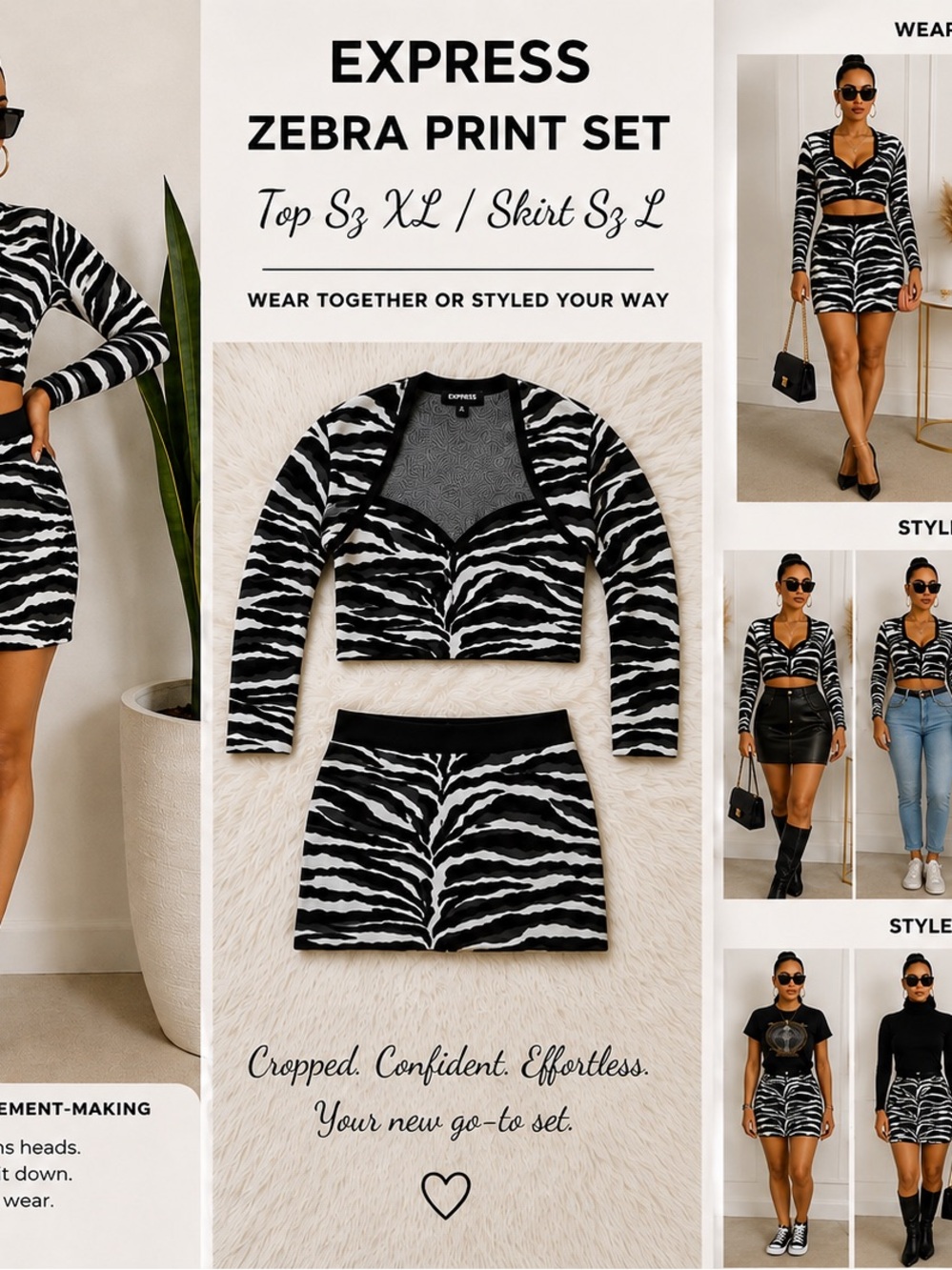 Express Zebra Print Sweater- Black & White